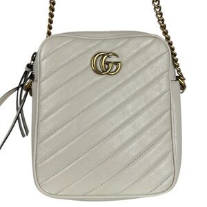 GUCCI GG Marmont Matelassé Camera Bag Creme GHW